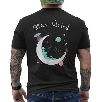 Stay Weird Alien Moon Outer Space Men's T-shirt Back Print - Monsterry