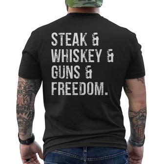 Steak & Whisky & Guns & Freedom Men's T-shirt Back Print - Monsterry