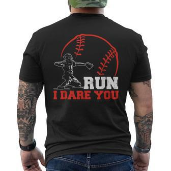 Steal I Dare You Baseball Catcher Youth Baseball Player Men's T-shirt Back Print - Thegiftio UK