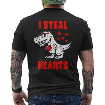 I Steal Hearts Dinosaur Valentines Day For Baby Boys Toddler Men's T-shirt Back Print - Thegiftio UK