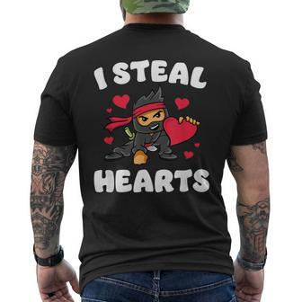I Steal Hearts Ninja Boys Valentines Day Toddler Men's T-shirt Back Print | Mazezy
