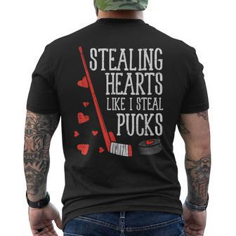 Stealing Hearts Like I Steal Pucks Valentines Day Ice Hockey Men's T-shirt Back Print - Monsterry UK