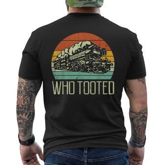 Steam Train Who Tooted Retro Locomotive Boys Kid Toddler Men's T-shirt Back Print - Monsterry