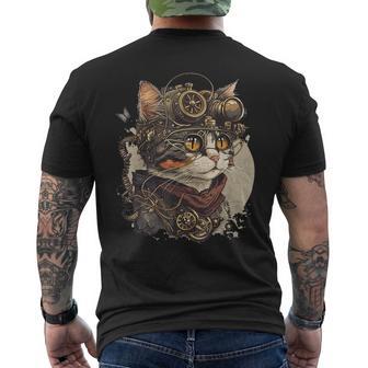 Steampunk Cat Kitten Steam Punk T-Shirt mit Rückendruck - Seseable