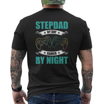 Step Dad By Day Gamer By Night Video Game Stepdad Mens Back Print T-shirt | Mazezy DE