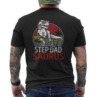 Step Dadsaurusrex Dinosaur Step Dad Saurus Family Mens Back Print T-shirt | Mazezy