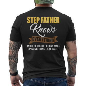 Step Father Knows Everything For Father's Day Dad Men's T-shirt Back Print - Seseable