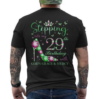 Stepping Into My 29Th Birthday With God's Grace & Mercy Men's T-shirt Back Print | Mazezy