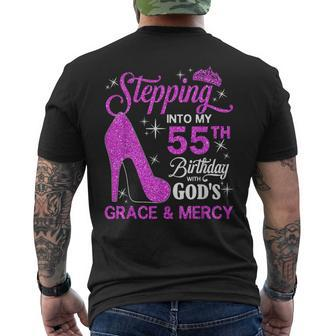 Stepping Into My 55Th Birthday With God's Grace And Mercy Men's T-shirt Back Print - Monsterry DE