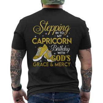 Stepping Into My Capricorn Birthday With God Grace And Mercy Men's T-shirt Back Print | Mazezy CA