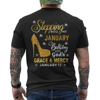Stepping Into My January Birthday With God's January 13 Men's T-shirt Back Print - Monsterry