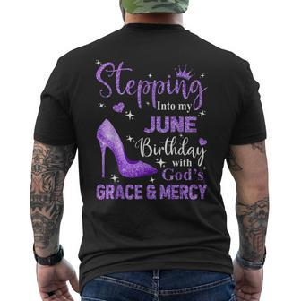 Stepping Into My June Birthday With God's Grace & Mercy Men's T-shirt Back Print - Seseable