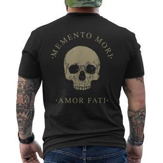 Stoic Philosophy Memento Mori Amor Fati Skull Stoicism Quote Men's T-shirt Back Print - Seseable