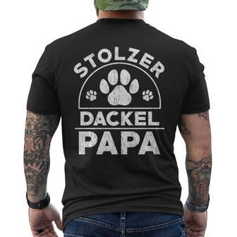 Stolzer Dackel Papa Hundepapa Teckel Dachshund T-Shirt mit Rückendruck - Geschenkecke