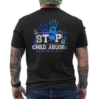 Stop Child Abuse Child Abuse Prevention Awareness Pinwheels Men's T-shirt Back Print - Seseable