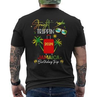 Straight Trippin' Jamaica Vacation 2024 Birthday Family Trip Men's T-shirt Back Print - Seseable