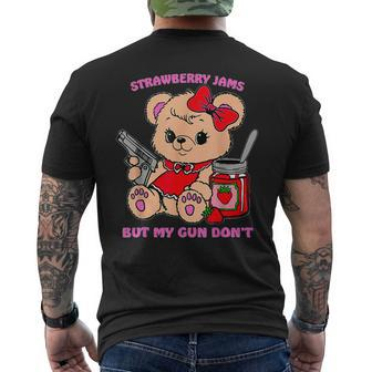 Strawberry Jams But My Gun Don't Teddy Bear Meme Men's T-shirt Back Print - Seseable
