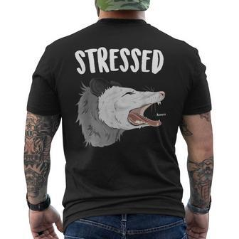 Stressed Possum Anxiety Disorder Screaming Opossum Men's T-shirt Back Print - Monsterry