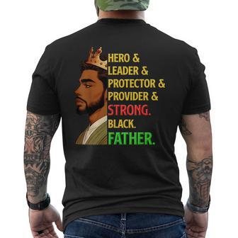 Strong Black Father Hero Leader Afro African Father's Day Men's T-shirt Back Print - Seseable