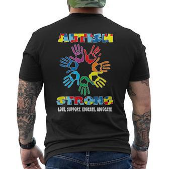Strong Love Support Advocate Puzzle Ribbon Cool Autism Men's T-shirt Back Print - Monsterry UK