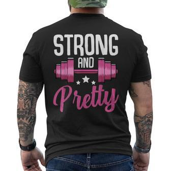 Strong And Pretty Exercise Gym Workout Training Men's T-shirt Back Print - Thegiftio UK