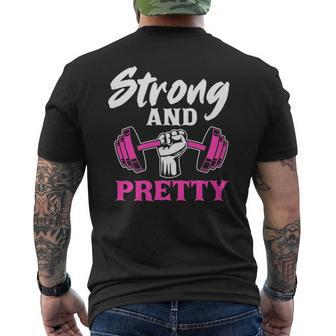 Strong And Pretty Gym Fitness Sport Lifting Bodybuilding Mens Back Print T-shirt | Mazezy