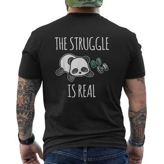 The Struggle Is Real Panda Gym Workout Mens Back Print T-shirt | Mazezy