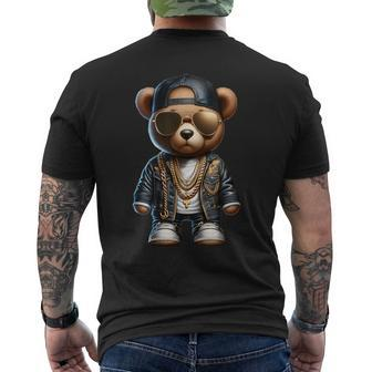 Stylish Bear With Golden Chains Men's T-shirt Back Print - Monsterry CA