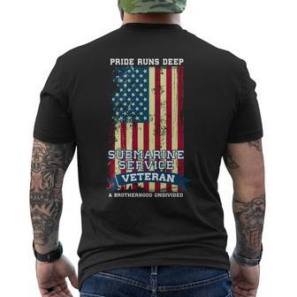 Submarine Service Veteran American Flag Men's T-shirt Back Print - Monsterry DE