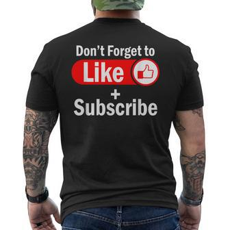 Like And Subscribe Video Live Streaming Vlogging Men's T-shirt Back Print - Monsterry