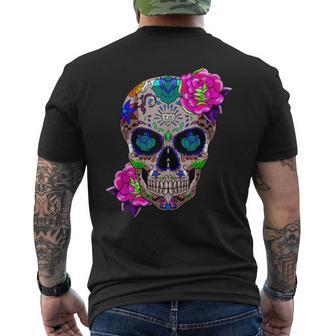 Sugar Skull Day Of The Dead Cool Bone Head Skulls Idea Men's T-shirt Back Print - Monsterry