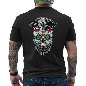 Sugar Skull Gay Daddy Bear & Biker Hat Leather Sugar Skull Men's T-shirt Back Print - Monsterry AU