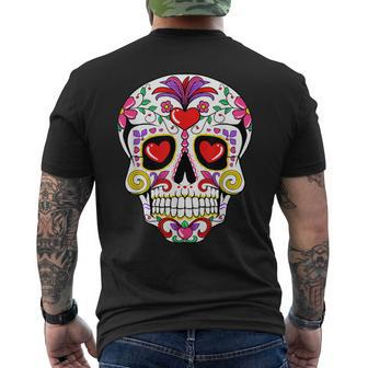 Sugar Skull Heart Eyes Valentines Day Cute Mexican Skeleton Men's T-shirt Back Print - Thegiftio UK