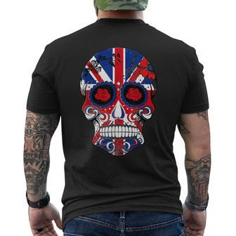 Sugar Skull Union Jack Flag Men's T-shirt Back Print - Monsterry UK
