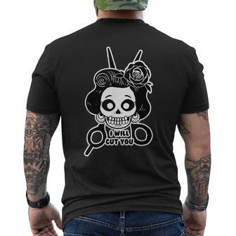 Sugar Skull Will Cut You Calavera Day Of The Dead Men's T-shirt Back Print - Monsterry UK