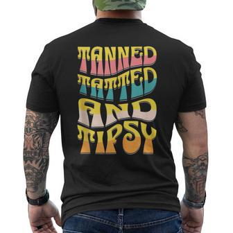 Summer Vacation Tanned Tatted And Tipsy Sunshine Drinking Men's T-shirt Back Print - Monsterry AU