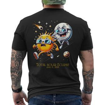 Sun Flees Moon Eclipse Chase Total Solar Eclipse 8-4-2024 Men's T-shirt Back Print - Monsterry