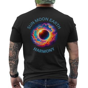 Sun Moon Earth Harmony Eclipse 2024 Men's T-shirt Back Print | Seseable CA