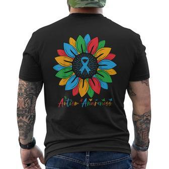 Sunflower Autism Awareness Month Men's T-shirt Back Print - Seseable