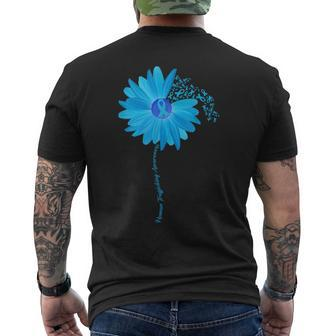 Sunflower Human Trafficking Awareness Blue Ribbon Men's T-shirt Back Print | Mazezy