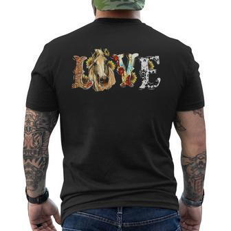 Sunflower Love Horse Steel Western Leather Pattern Print Men's T-shirt Back Print | Mazezy