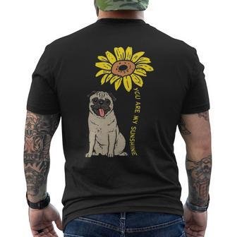 Sunflower Sunshine Pug Cute Animal Pet Dog Men's T-shirt Back Print | Mazezy