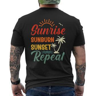 Sunrise Sunburn Sunset Repeat Beach Oceans Men's T-shirt Back Print - Monsterry