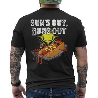 Suns Out Hot Dog Buns Out Food Lover Sausage Bbq Men's T-shirt Back Print - Monsterry CA