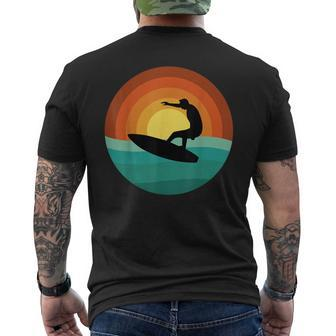 Sunset Surfing Silhouette Retro Wave Rider Men's T-shirt Back Print - Monsterry