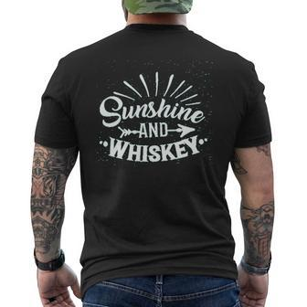 Sunshine And Whiskey Summer Drinking Drunk Sunset Mens Back Print T-shirt - Thegiftio UK