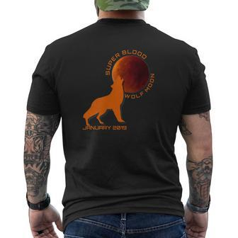 Super Blood Wolf Moon First 2019 Eclipse Men's T-shirt Back Print - Monsterry