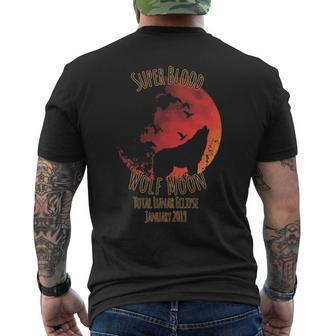 Super Blood Wolf Moon January 20 2019 Lunar Eclipse Men's T-shirt Back Print | Mazezy
