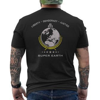 Super Earth Diving Into Hell For Liberty Men's T-shirt Back Print - Monsterry UK