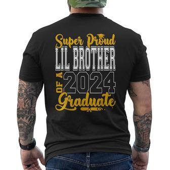 Super Proud Lil Brother Of 2024 Graduate Awesome Family Men's T-shirt Back Print - Seseable